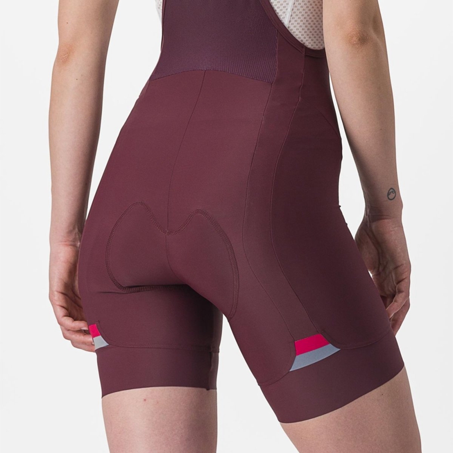 Castelli PRIMA Women Bib Shorts Deep Burgundy / Red | HJNBFQ-534