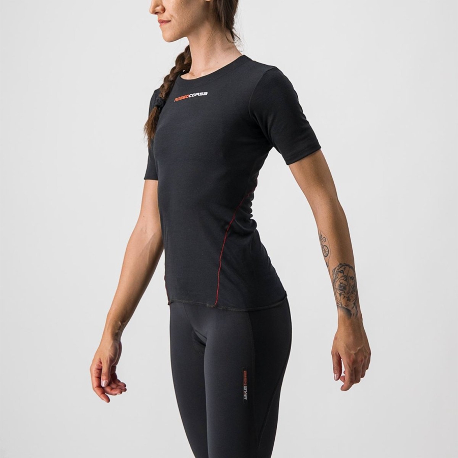 Castelli PROSECCO TECH W SHORT SLEEVE Women Base Layer Black | WVDOCM-632