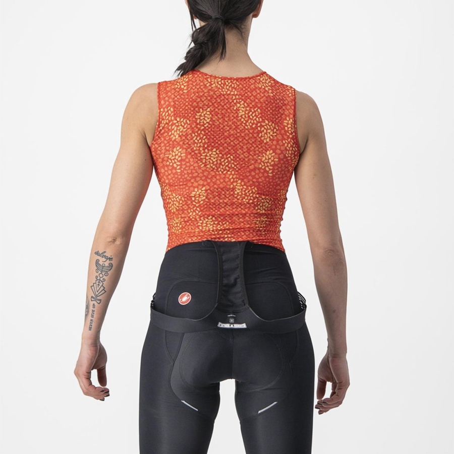 Castelli PRO MESH 4 W SLEEVELESS Women Base Layer Orange | ZUOGEH-107