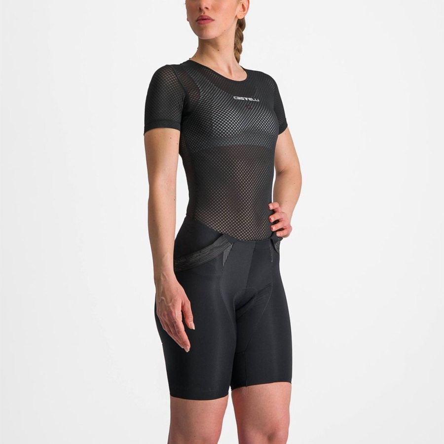 Castelli PRO MESH W SHORT SLEEVE Women Base Layer Black | FKMUXB-047