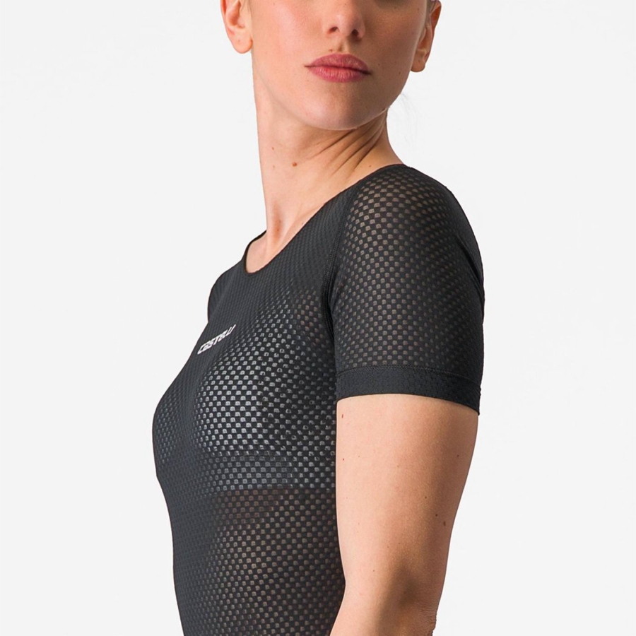 Castelli PRO MESH W SHORT SLEEVE Women Base Layer Black | FKMUXB-047