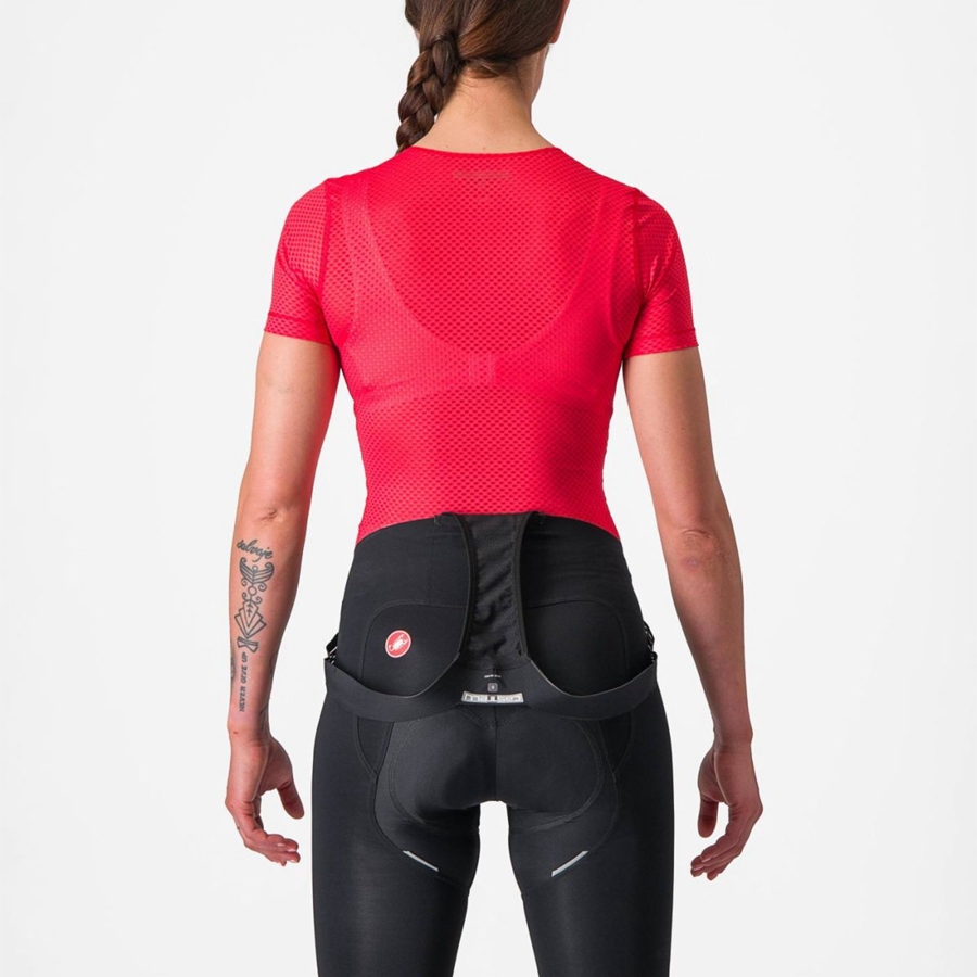 Castelli PRO MESH W SHORT SLEEVE Women Base Layer Red | SWRLUY-893