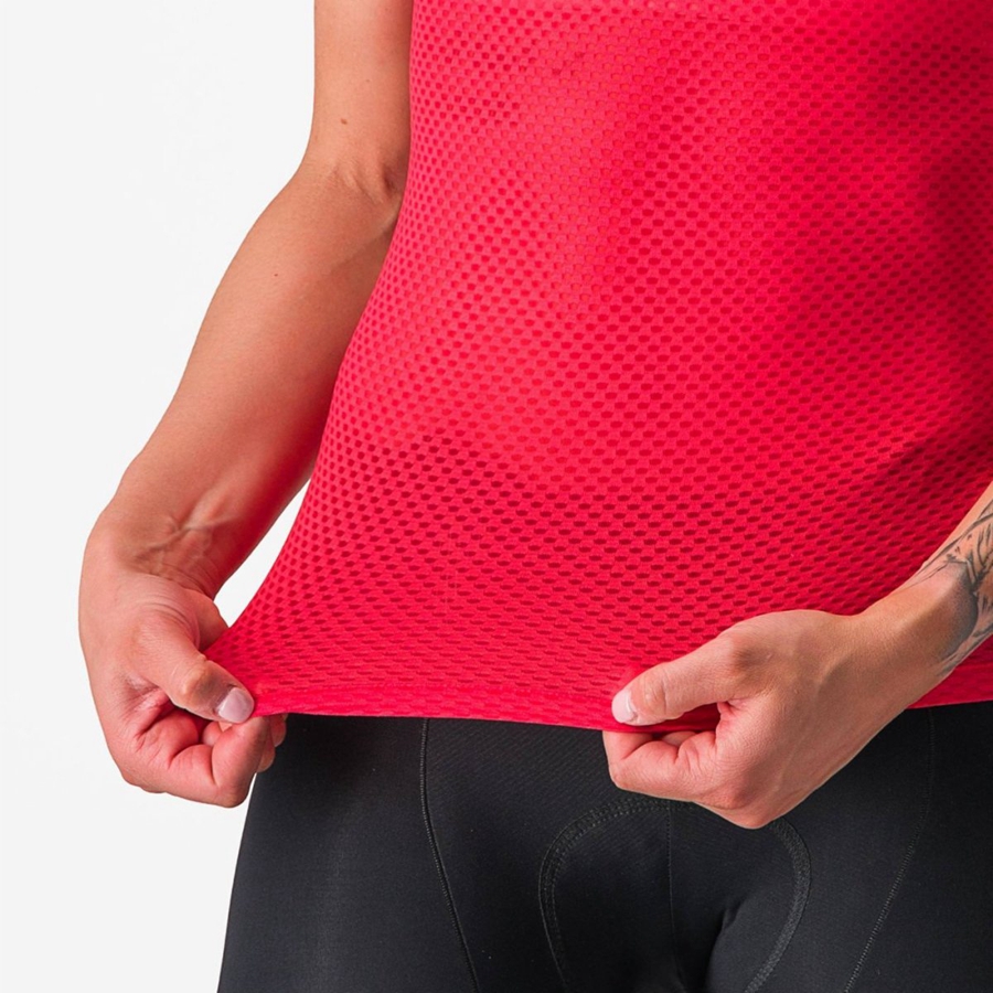 Castelli PRO MESH W SHORT SLEEVE Women Base Layer Red | SWRLUY-893