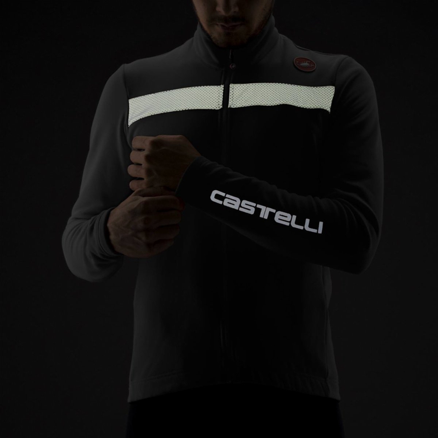 Castelli PURO 3 FZ Men Jersey Black / Silver | KRHPNF-973