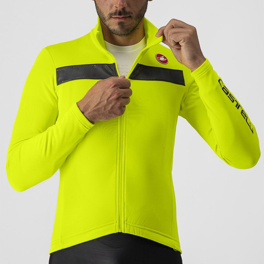 Castelli PURO 3 FZ Men Jersey Light Green / Silver | MWNVCO-769