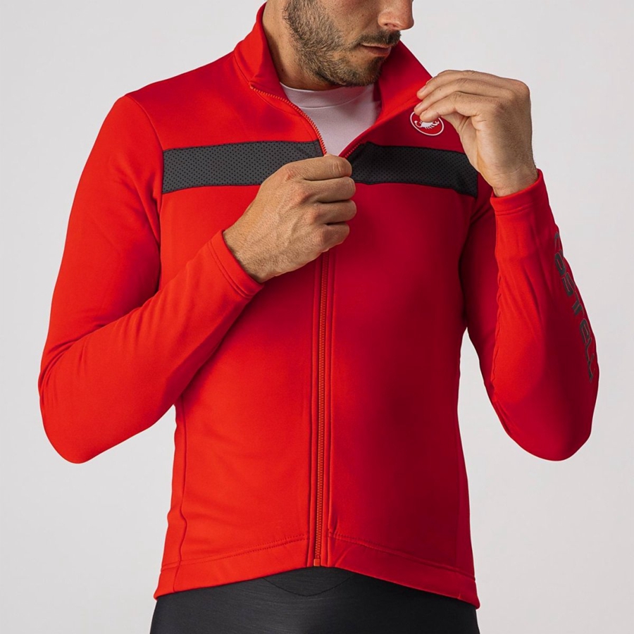 Castelli PURO 3 FZ Men Jersey Red / Black | CRMWIT-192