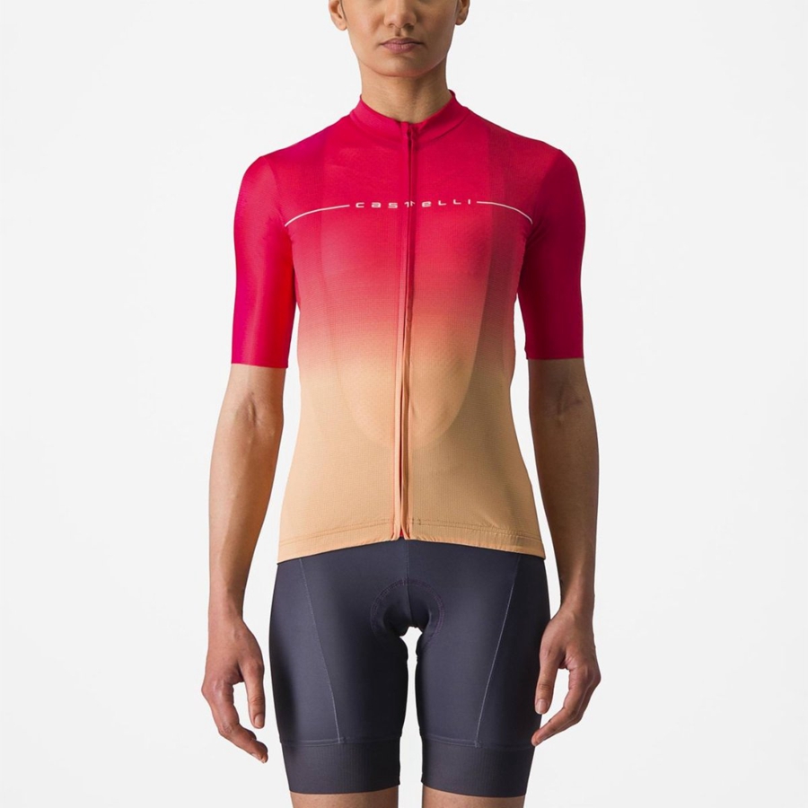 Castelli SALITA Women Jersey Orange / White | XVKAUB-791