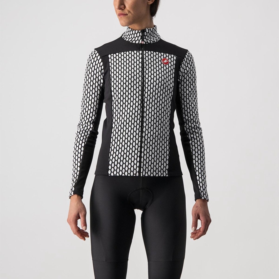 Castelli SFIDA 2 FZ Women Jersey Black / White | UXGDBN-158