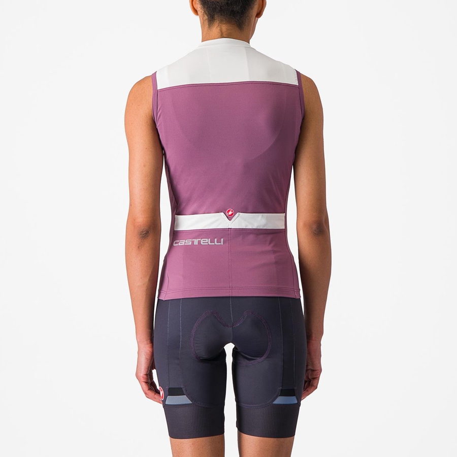 Castelli SOLARIS SLEEVELESS Women Jersey Deep Purple / White | ARLUED-387