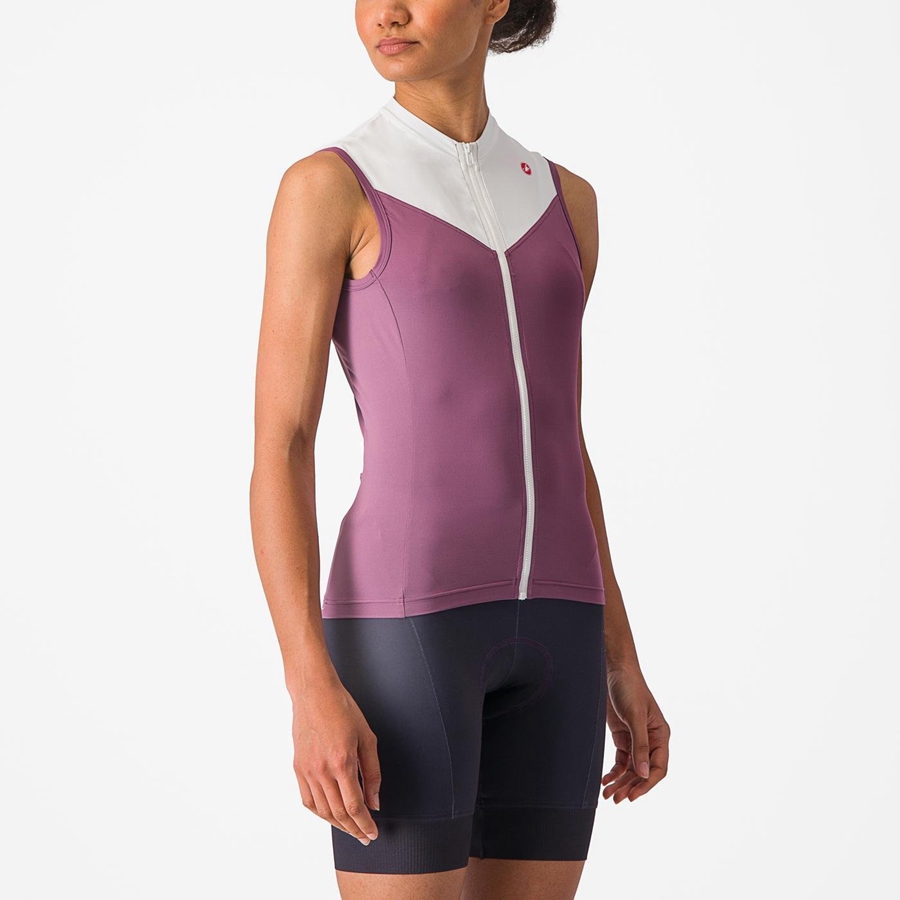 Castelli SOLARIS SLEEVELESS Women Jersey Deep Purple / White | ARLUED-387