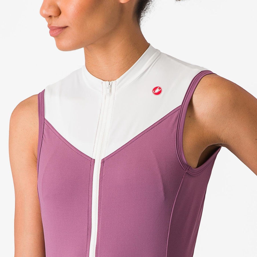 Castelli SOLARIS SLEEVELESS Women Jersey Deep Purple / White | ARLUED-387