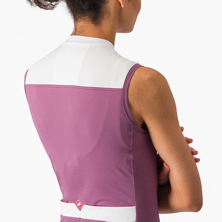 Castelli SOLARIS SLEEVELESS Women Jersey Deep Purple / White | ARLUED-387