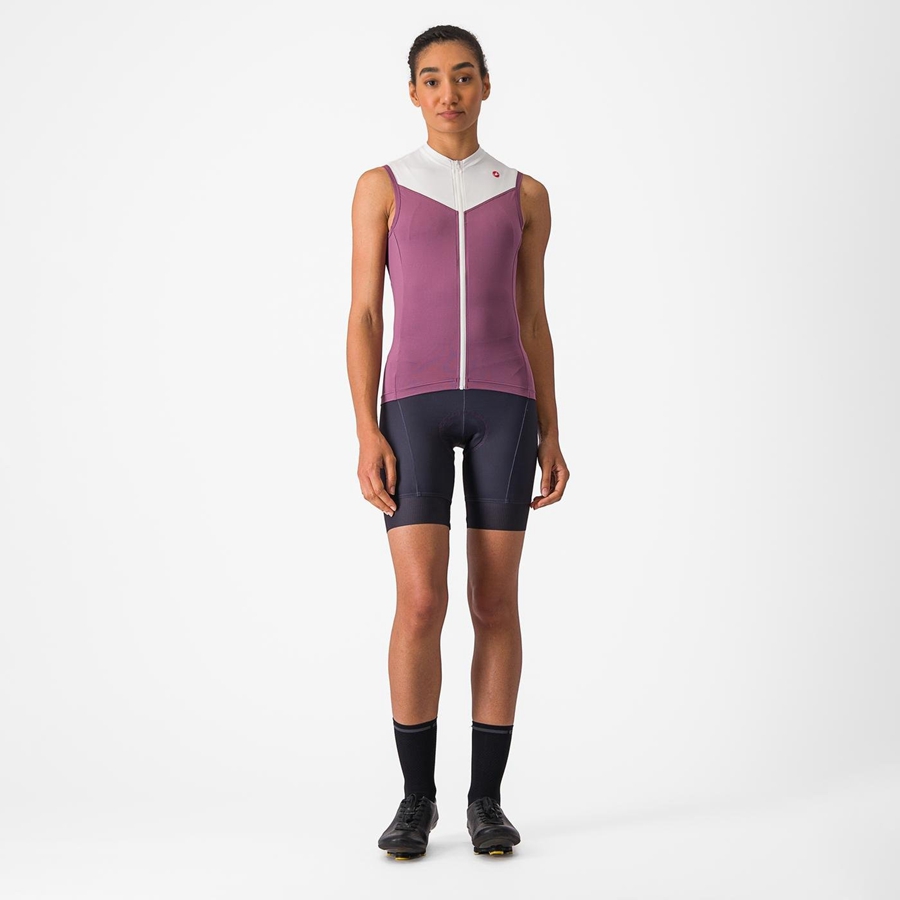 Castelli SOLARIS SLEEVELESS Women Jersey Deep Purple / White | ARLUED-387