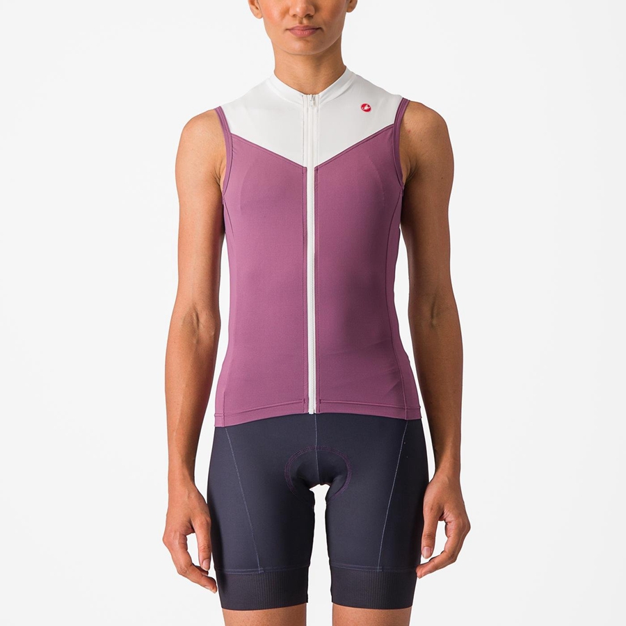 Castelli SOLARIS SLEEVELESS Women Jersey Deep Purple / White | ARLUED-387