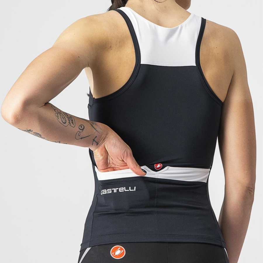 Castelli SOLARIS TOP Women Jersey Black / White | NWJESD-917