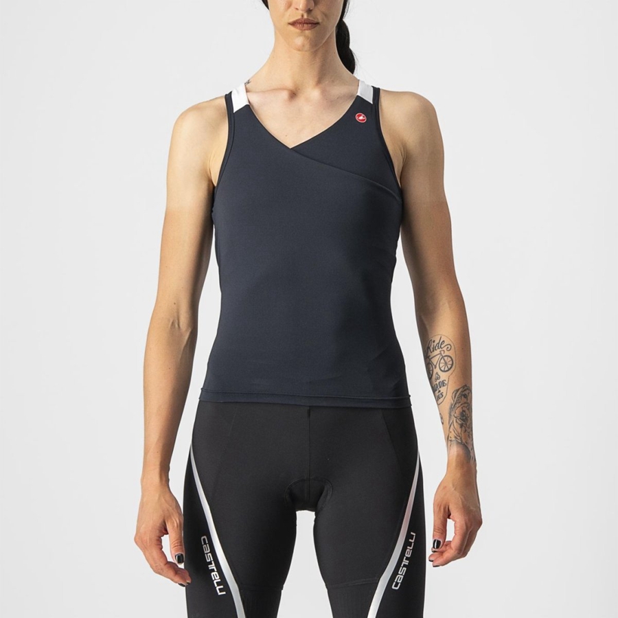 Castelli SOLARIS TOP Women Jersey Black / White | NWJESD-917