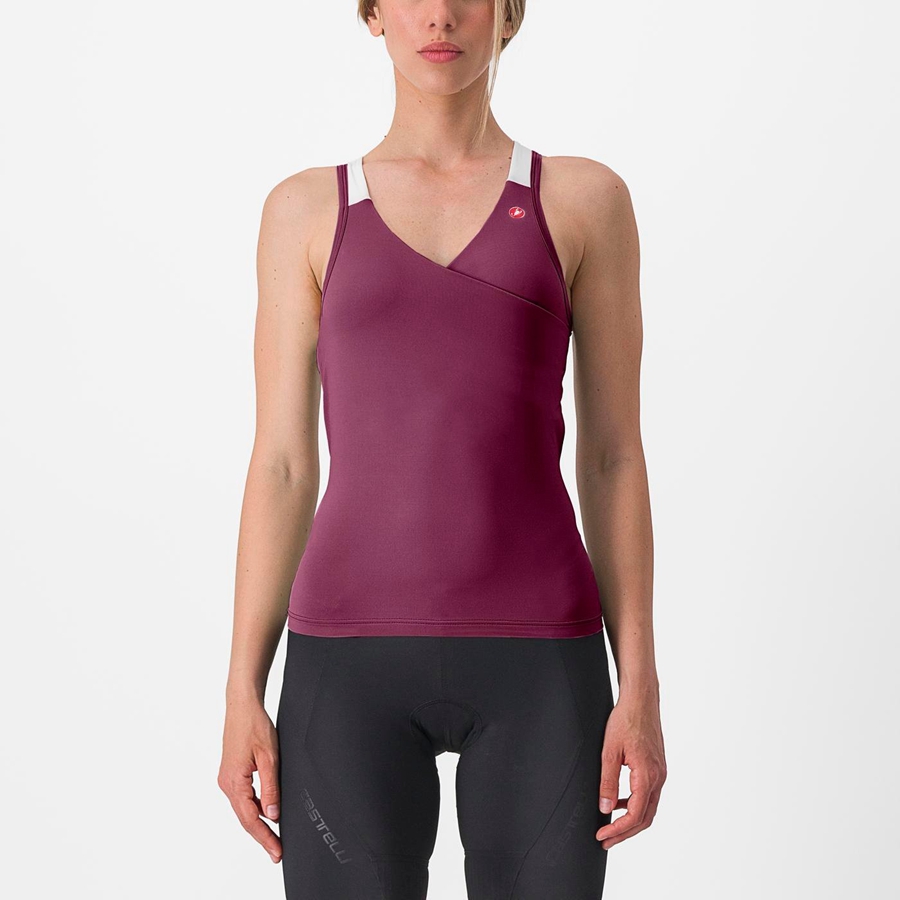 Castelli SOLARIS TOP Women Jersey Deep Purple / White | IECGRQ-936