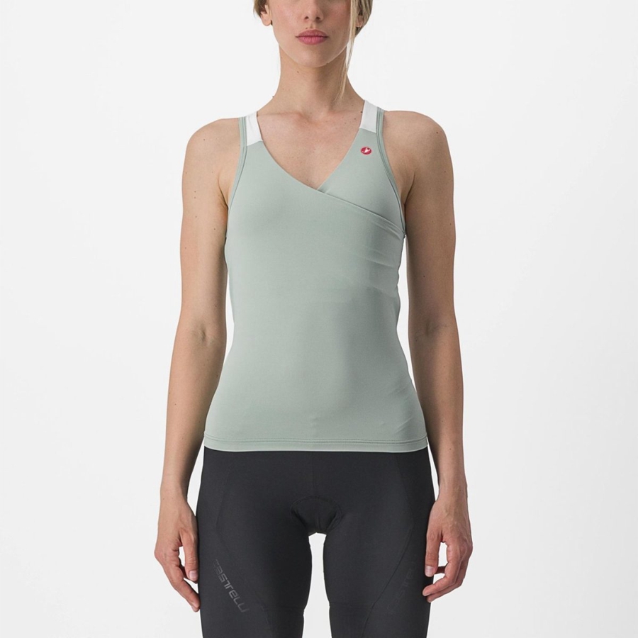 Castelli SOLARIS TOP Women Jersey Green / White | HDTCBE-803