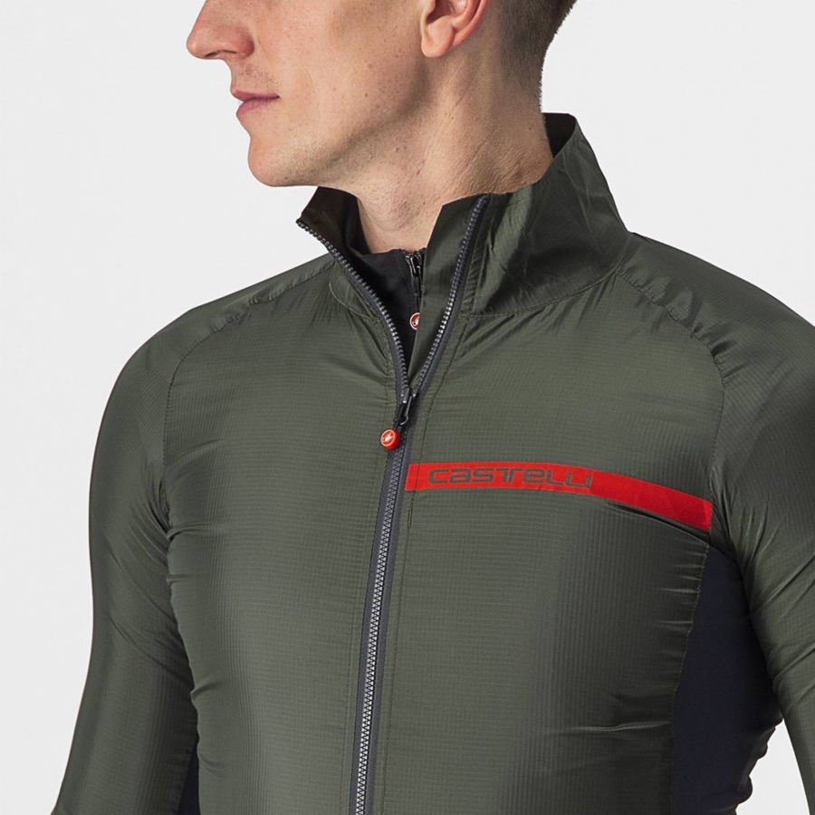 Castelli SQUADRA STRETCH Men Protection Green / Dark Grey | KRAHIO-187