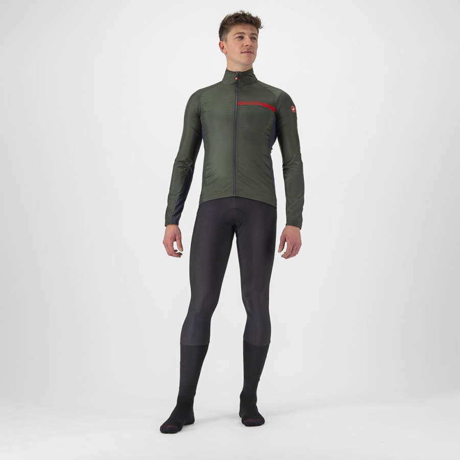 Castelli SQUADRA STRETCH Men Protection Green / Dark Grey | KRAHIO-187