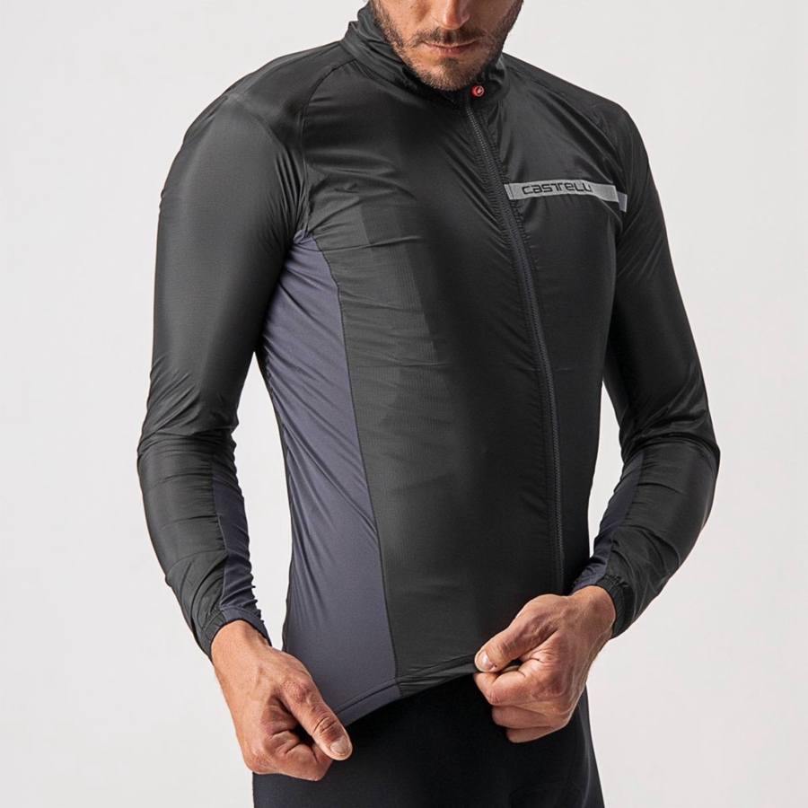 Castelli SQUADRA STRETCH Men Protection Black / Dark Grey | EMWBRO-568