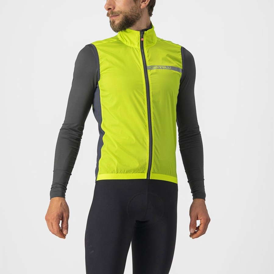 Castelli SQUADRA STRETCH Men Vest Light Green / Dark Grey | GWODKI-394