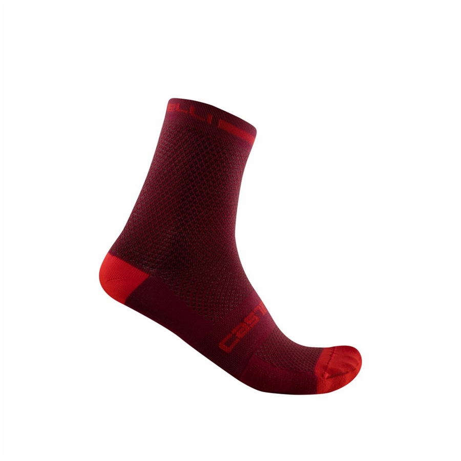 Castelli SUPERLEGGERA T 12 Men Socks Burgundy | NVIHFD-468