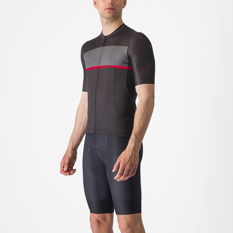 Castelli TRADIZIONE Men Jersey Black / Dark Grey / Red | AQSLZJ-965