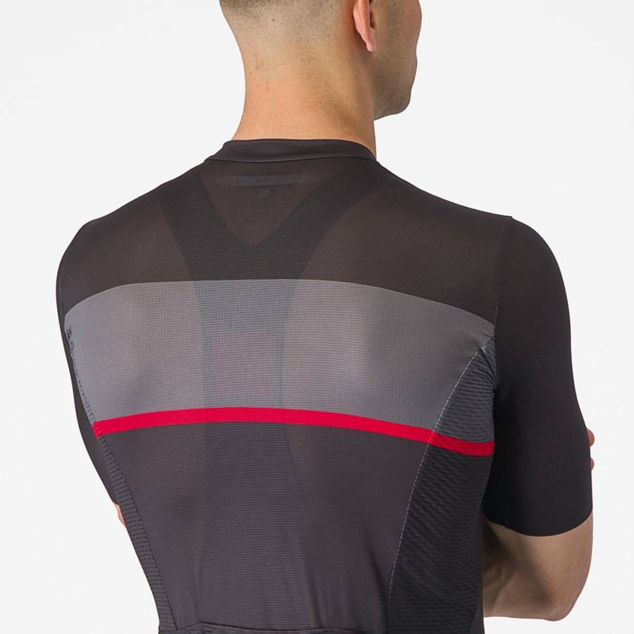 Castelli TRADIZIONE Men Jersey Black / Dark Grey / Red | AQSLZJ-965