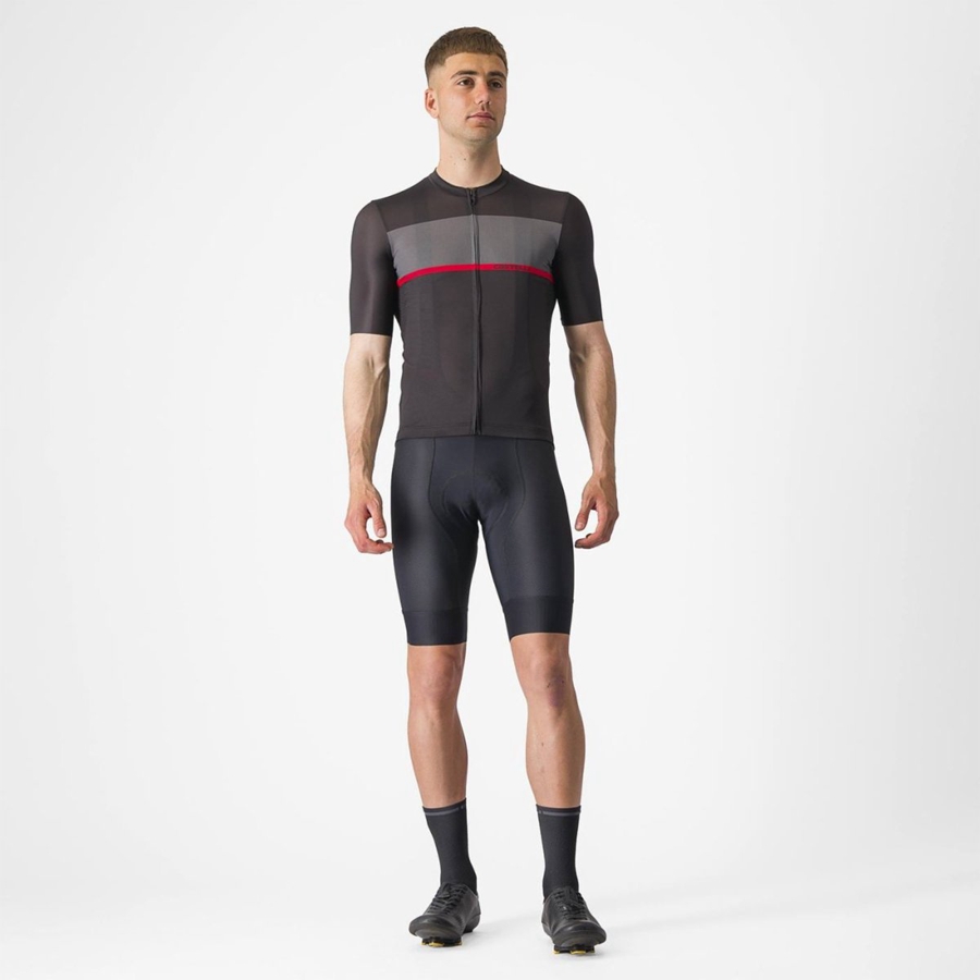 Castelli TRADIZIONE Men Jersey Black / Dark Grey / Red | AQSLZJ-965