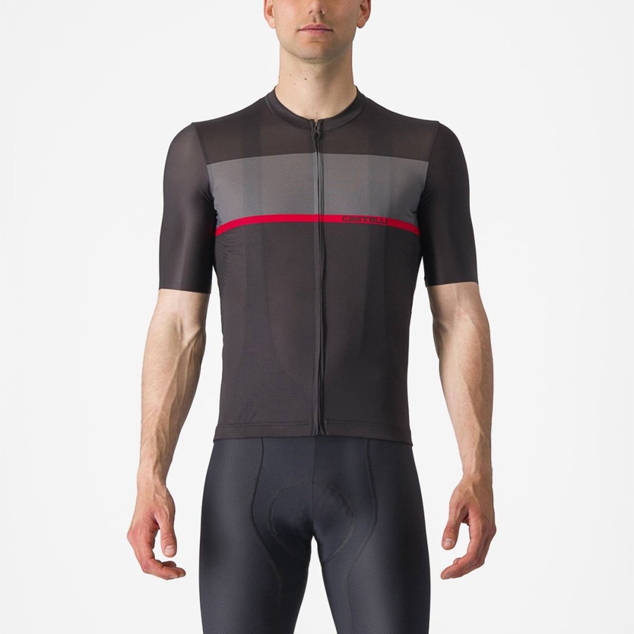 Castelli TRADIZIONE Men Jersey Black / Dark Grey / Red | AQSLZJ-965