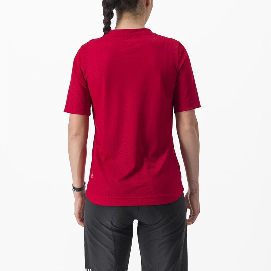 Castelli TRAIL TECH 2 W TEE Women Jersey Dark Red | KTVSME-523