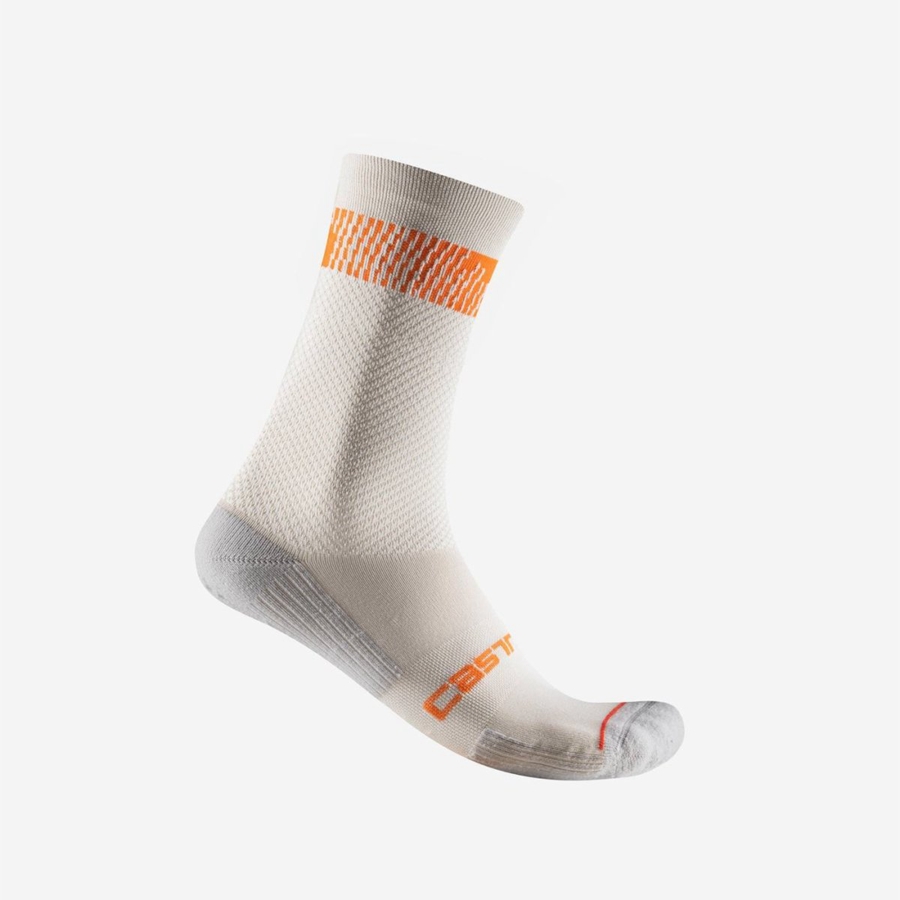 Castelli UNLIMITED 18 Men Socks Silver / Orange Red | VKSPCZ-968