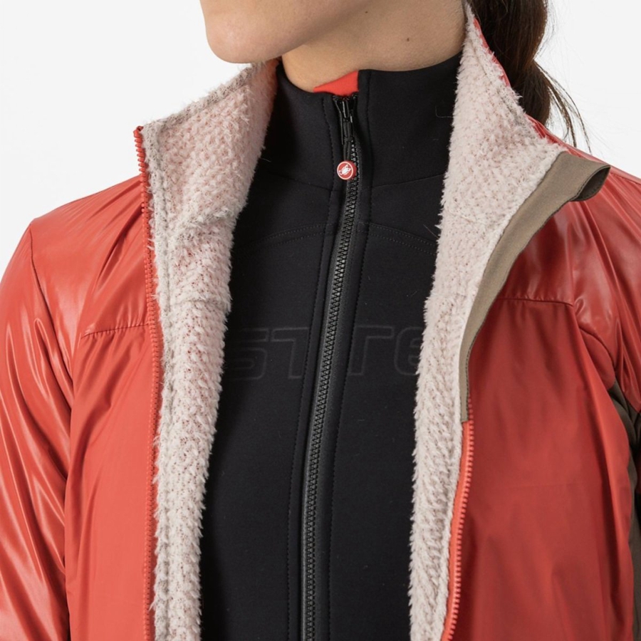 Castelli UNLIMITED 2 W PUFFY Women Jackets Red / Silver Grey | BINKTD-320