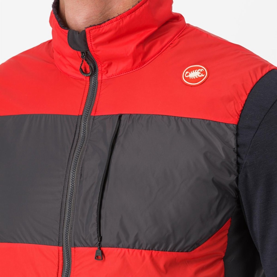 Castelli UNLIMITED PUFFY Men Vest Red / Dark Grey | COEZKG-075