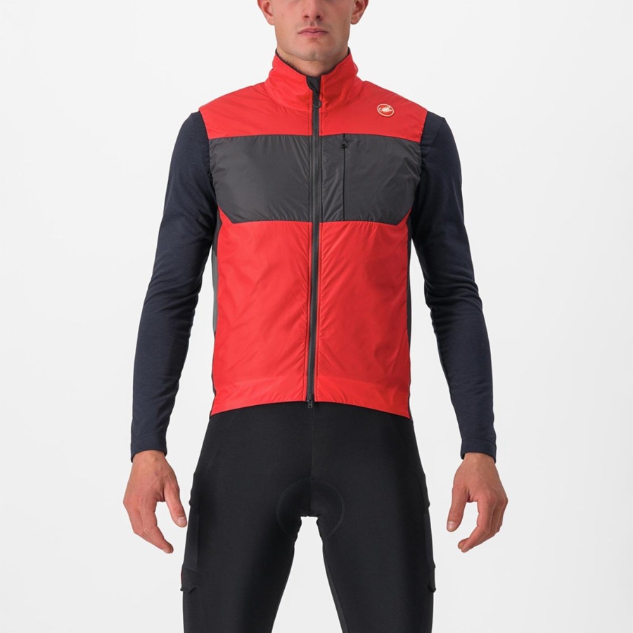 Castelli UNLIMITED PUFFY Men Vest Red / Dark Grey | COEZKG-075