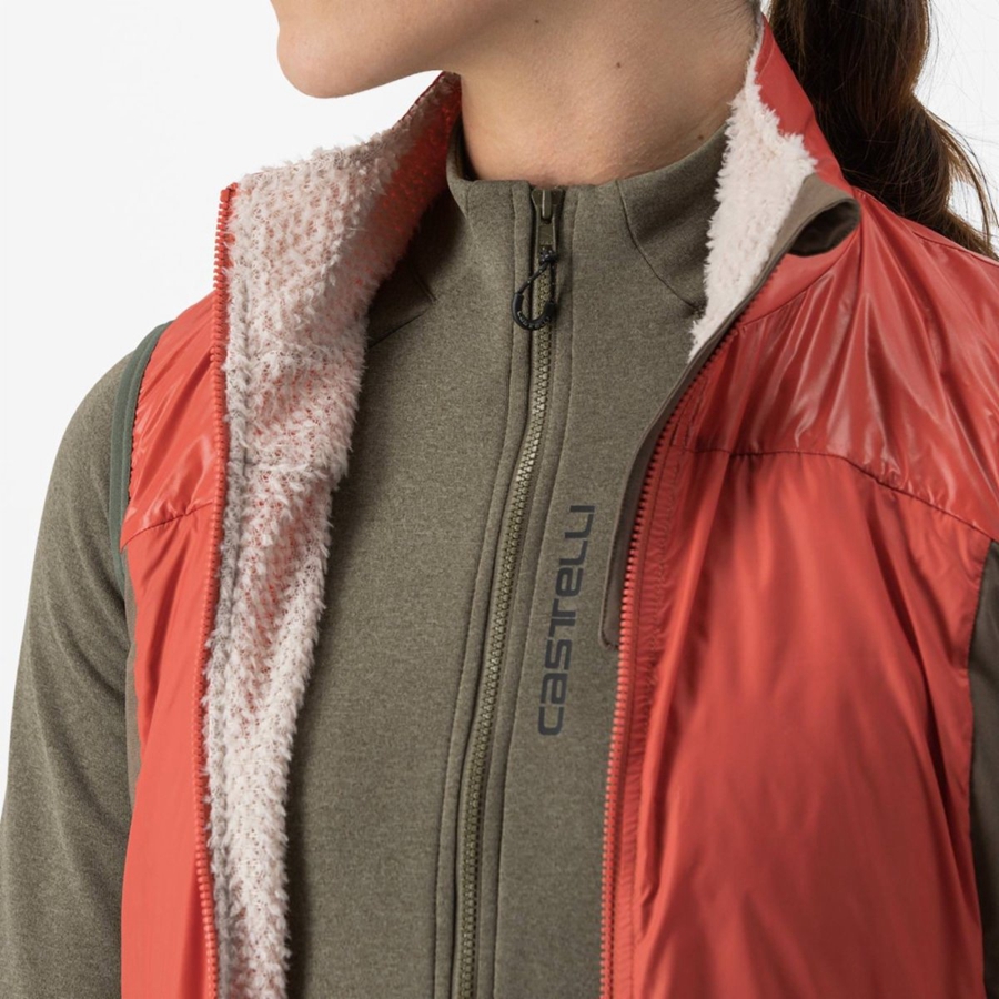 Castelli UNLIMITED W PUFFY Women Vest Red / Silver Grey | LZXYAE-201