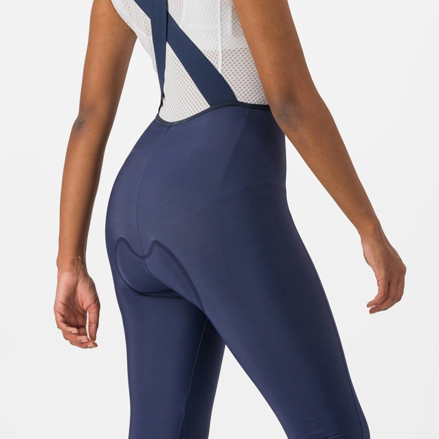 Castelli VELOCISSIMA DT Women Bib Tights Blue / Silver | GUXLPJ-084