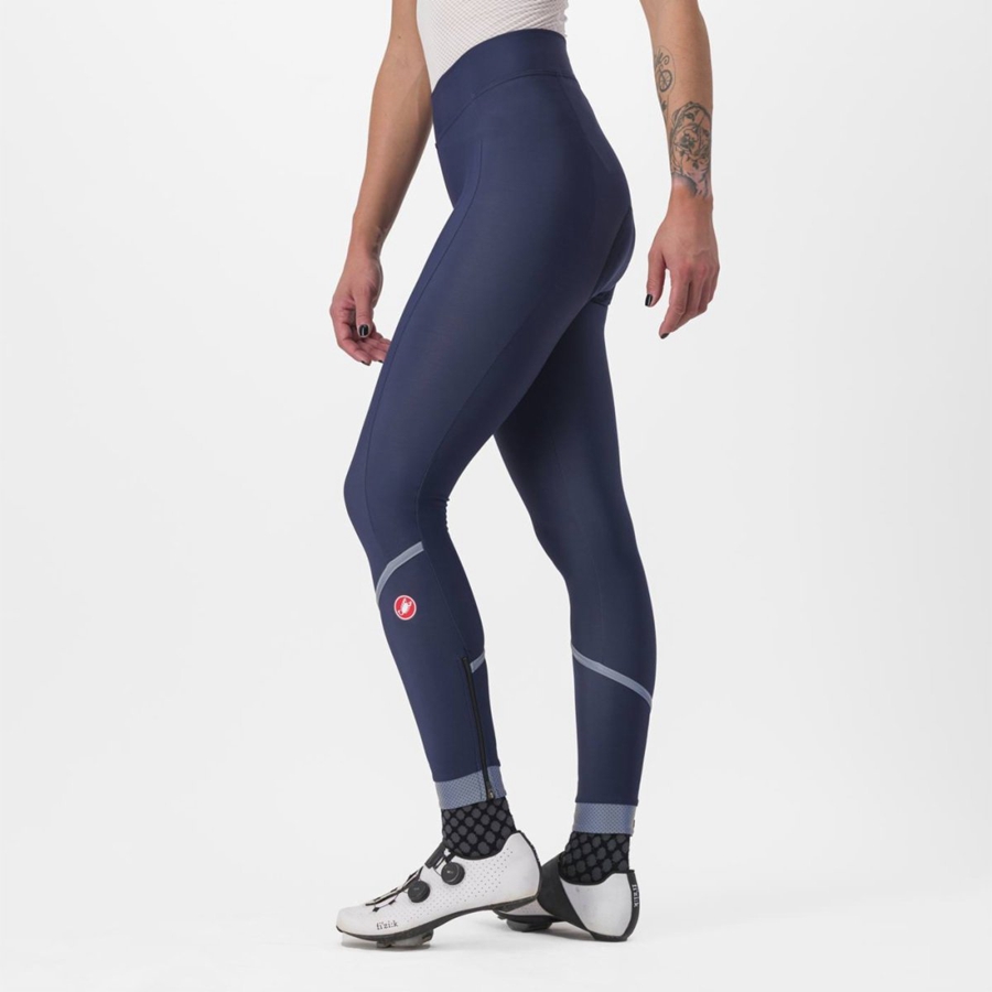 Castelli VELOCISSIMA THERMAL Women Leggings Blue / Silver | FIQODZ-036