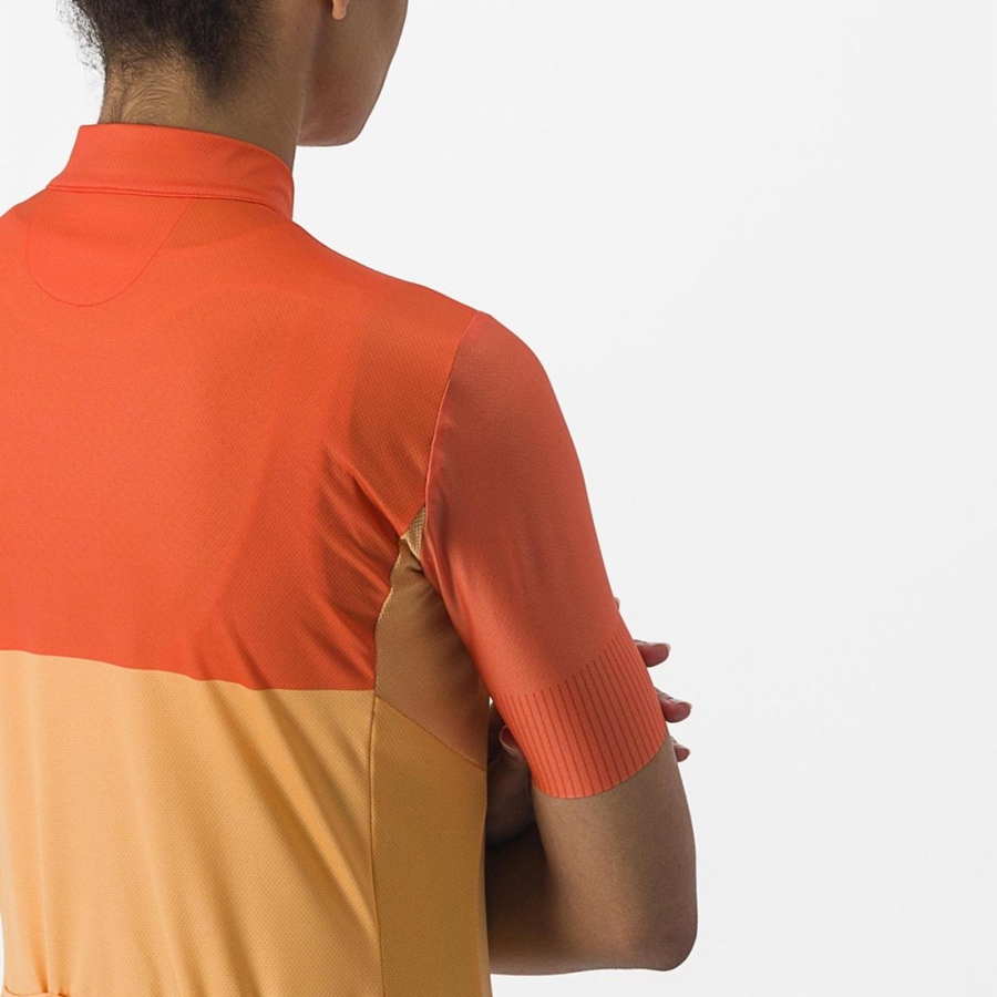 Castelli VELOCISSIMA Women Jersey Orange / Deep Red | JQXCBK-317