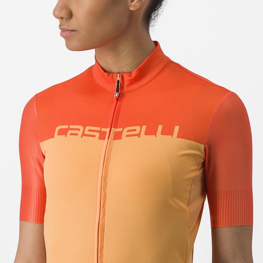 Castelli VELOCISSIMA Women Jersey Orange / Deep Red | JQXCBK-317