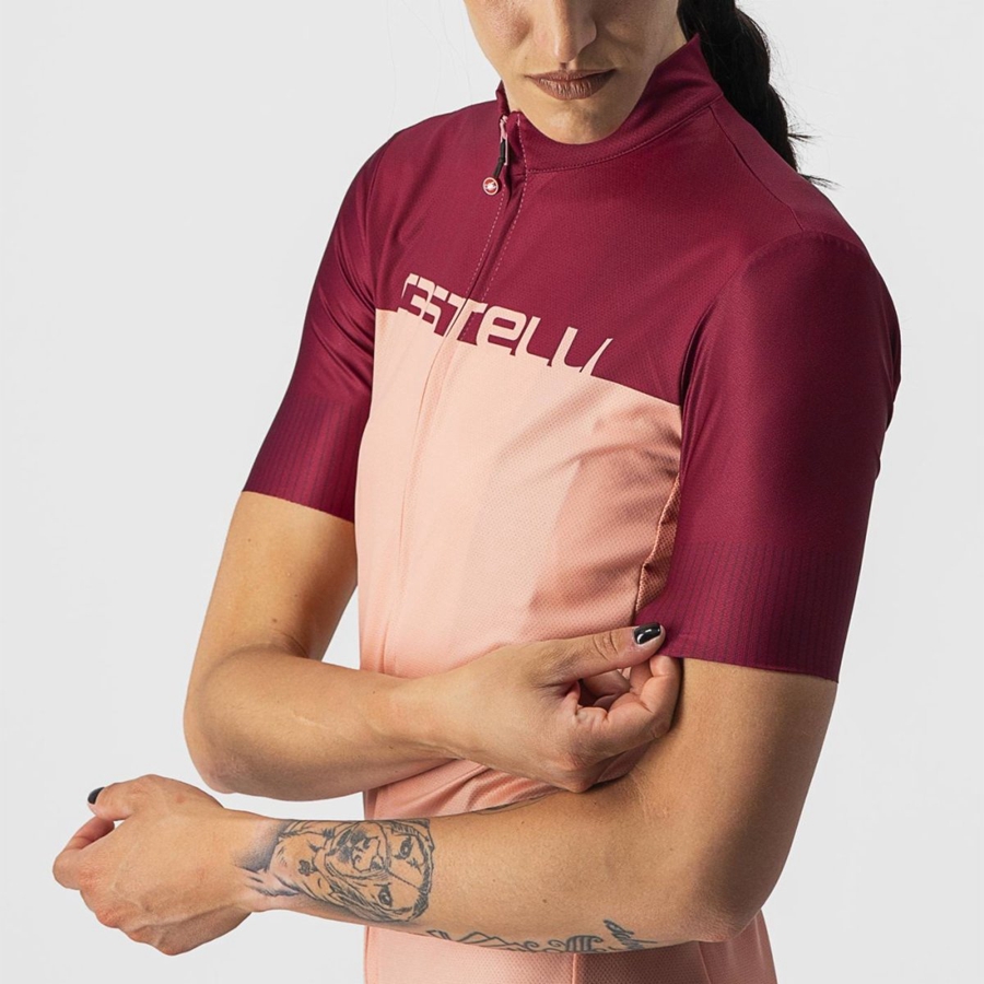 Castelli VELOCISSIMA Women Jersey Pink / Burgundy | MLVDNR-930