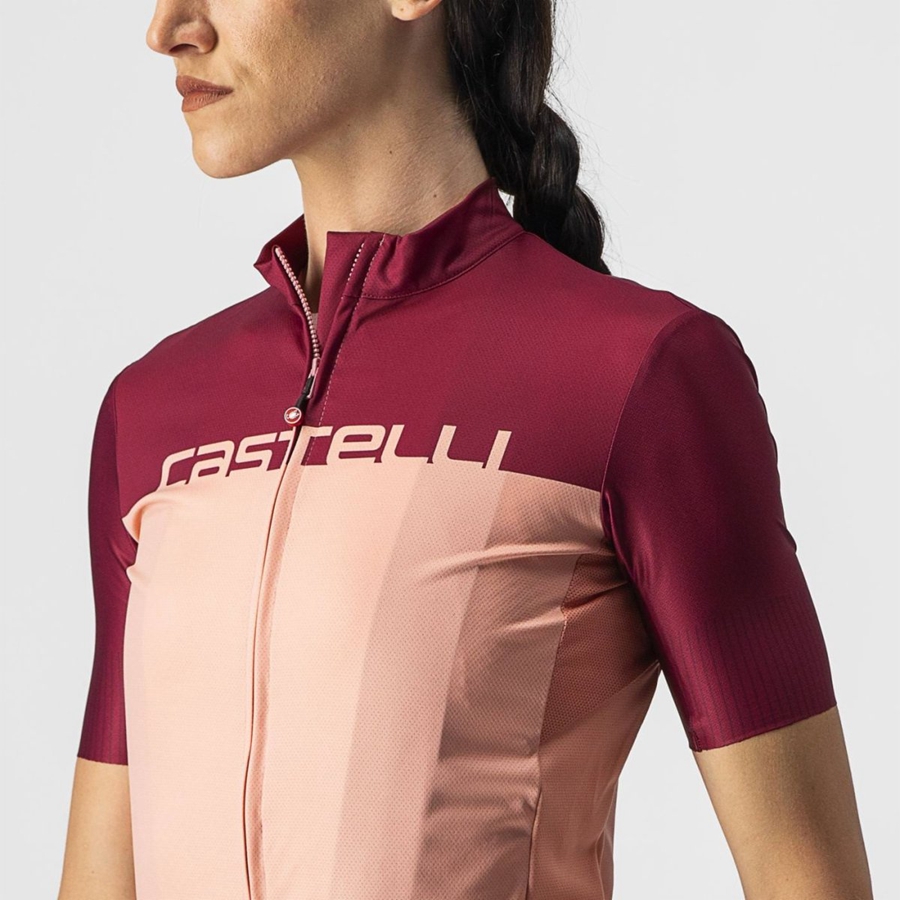 Castelli VELOCISSIMA Women Jersey Pink / Burgundy | MLVDNR-930