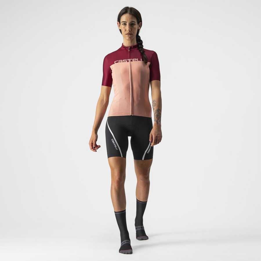 Castelli VELOCISSIMA Women Jersey Pink / Burgundy | MLVDNR-930