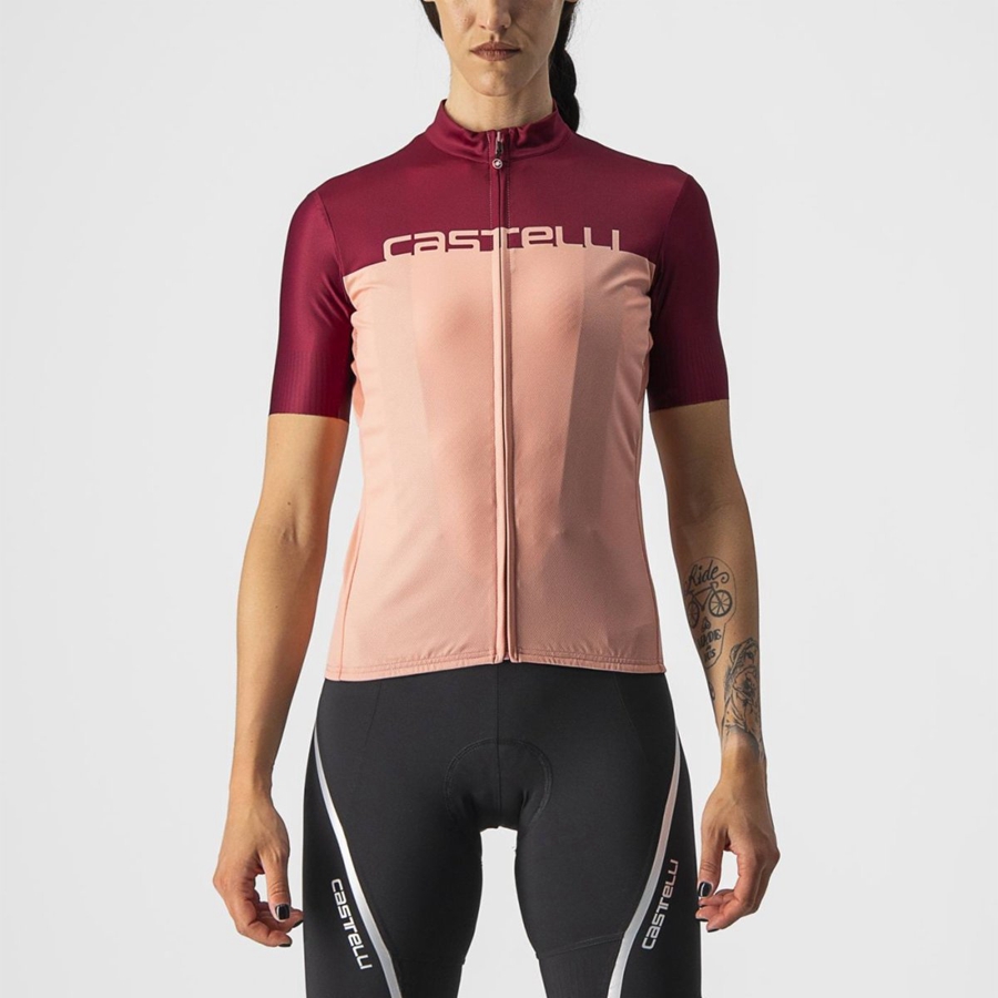 Castelli VELOCISSIMA Women Jersey Pink / Burgundy | MLVDNR-930