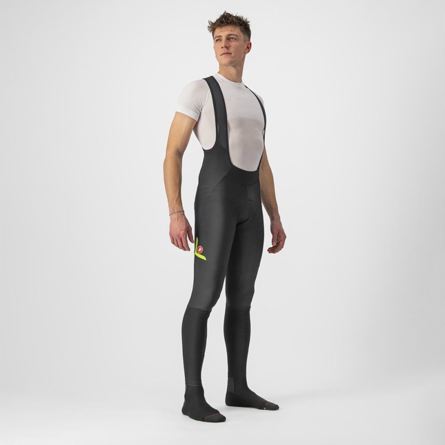 Castelli VELOCISSIMO 5 Men Bib Tights Black / Light Green | TGODQI-362