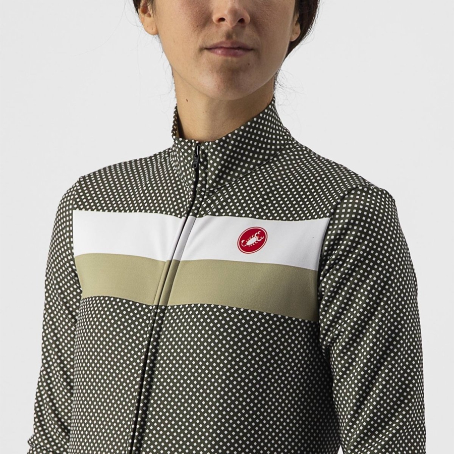 Castelli VOLARE LS Women Jersey Green / White / Green | SQUNEV-364